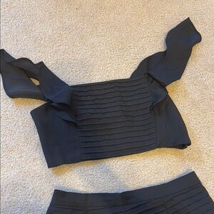 Chic Black Ruffled Crop Top